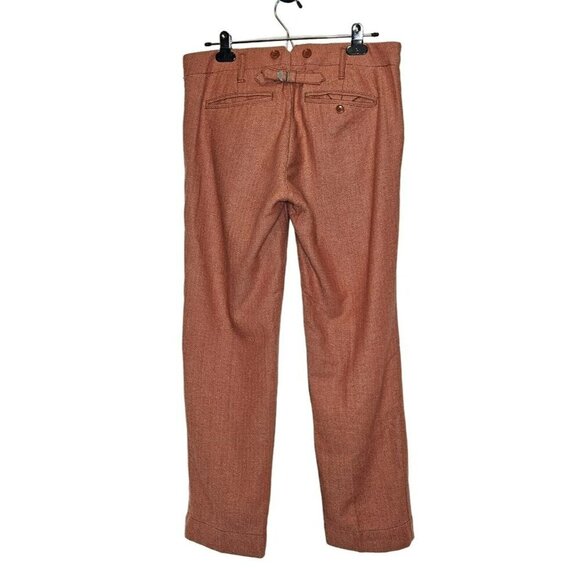 Paper‎ Boy Women's Wool Blend Tweed Herringbone Trousers Pants Orange Size 12 - Picture 2 of 14